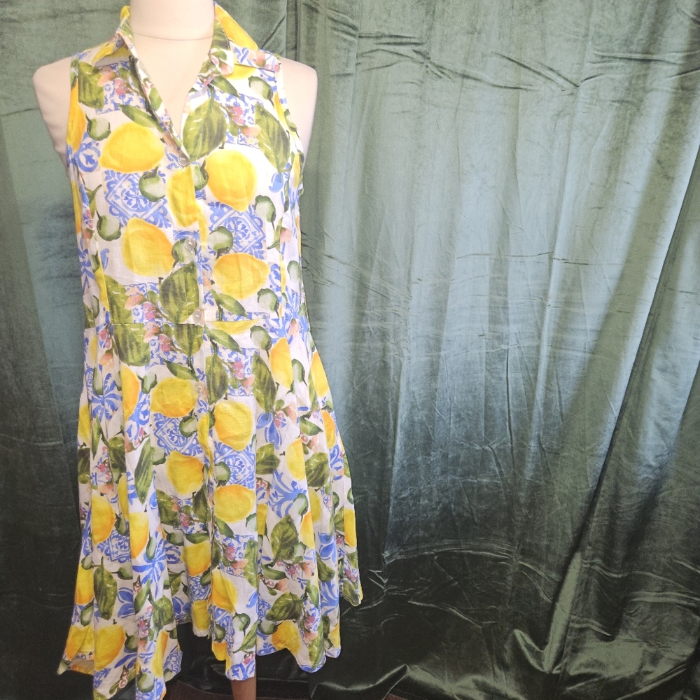 Stella Moda Linen Lemon Sleeveless Dress